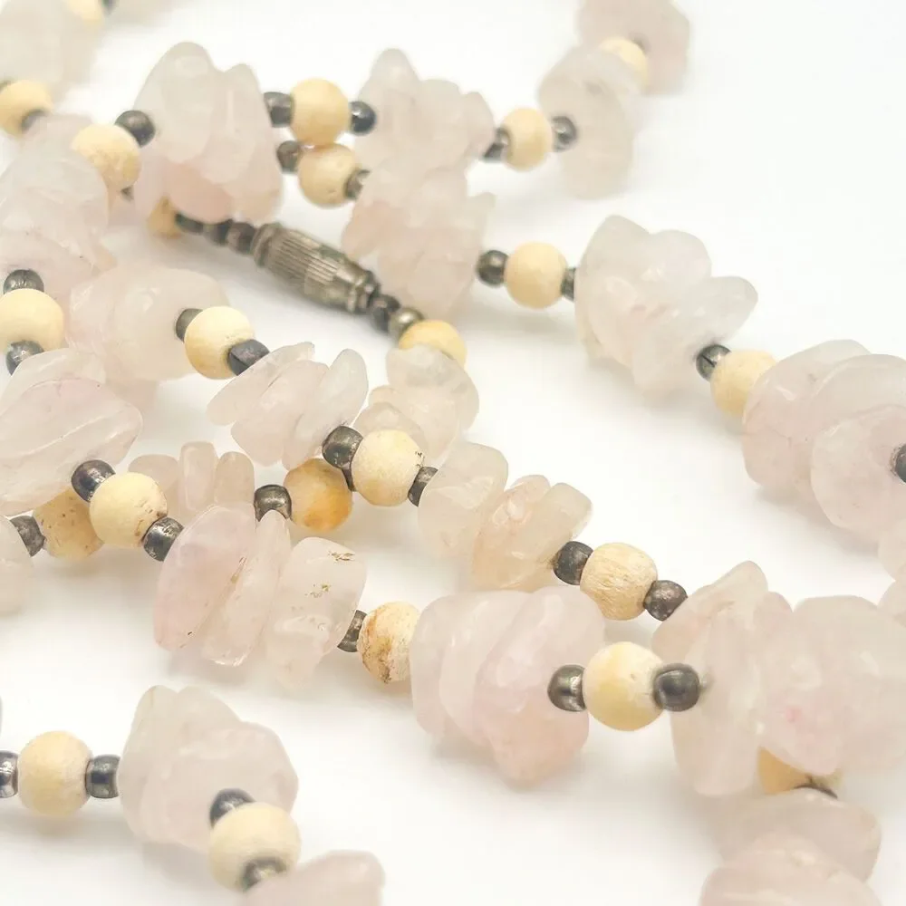 Vintage Rose Quartz Beaded Necklace 28